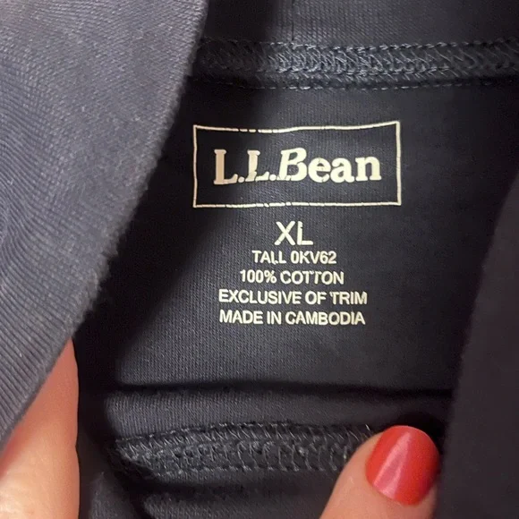 Men's L.L. Bean Carefree Unshrinkable Mockneck Shirt Navy Blue Size XL Tall - Picture 7 of 7